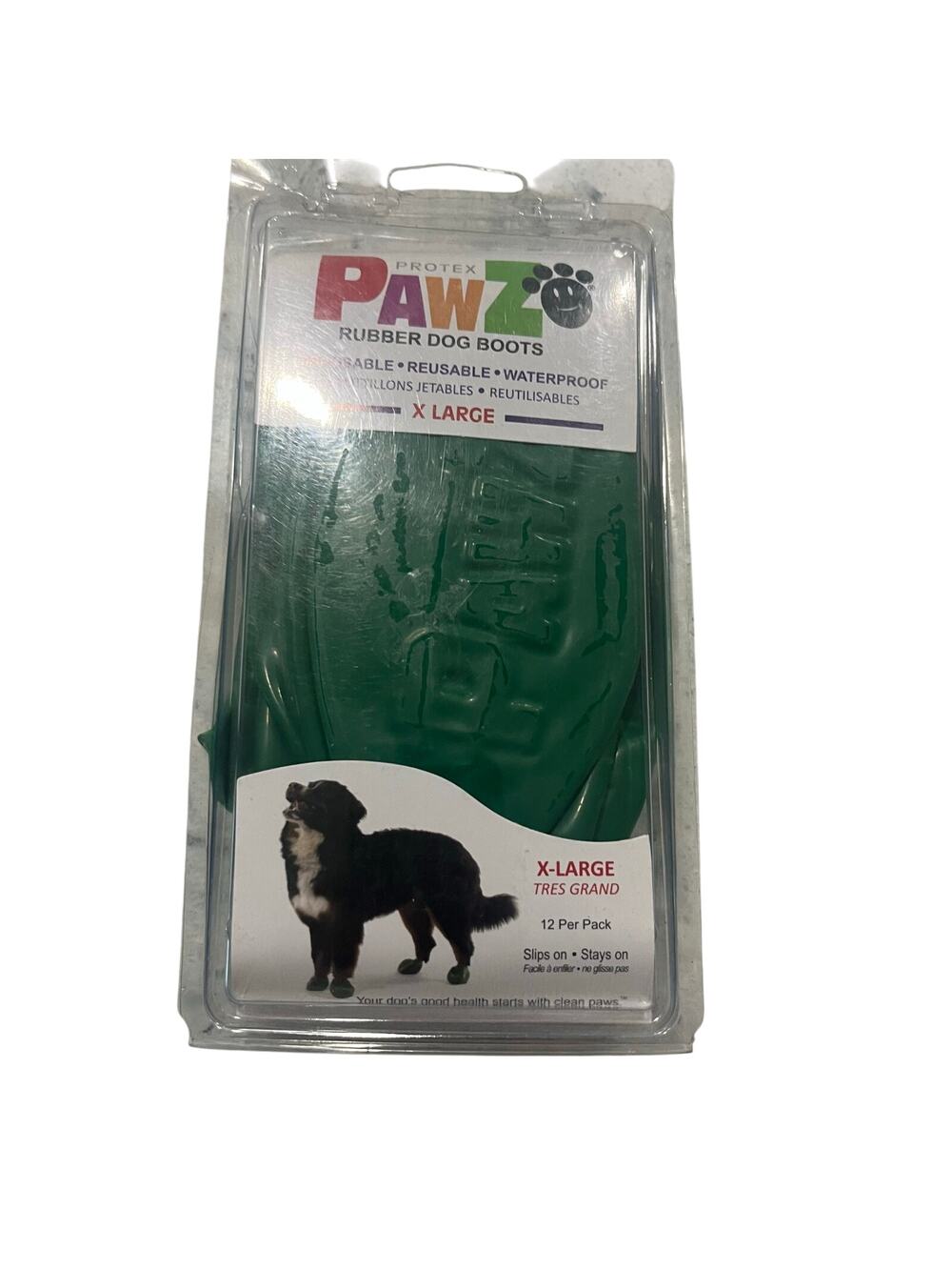Protex Pawz Rubber Dog Boots, X-Large size, containing 12 boots per pack Green